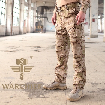 WARCHIEF pantaloni camuflaj pentru bărbați – 100% bumbac, respirabili, calzi și rezistenți la vânt, model camuflaj, potriviți pentru iarnă și toamnă, pentru drumeții, alpinism, camping și tir.