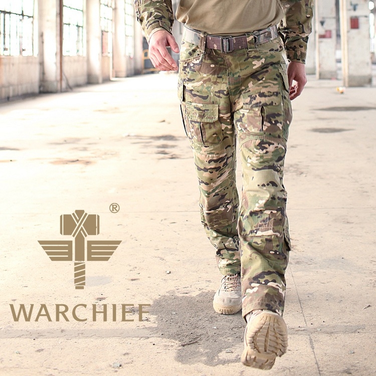 WARCHIEF pantaloni camuflaj pentru bărbați – 100% bumbac, respirabili, calzi și rezistenți la vânt, model camuflaj, potriviți pentru iarnă și toamnă, pentru drumeții, alpinism, camping și tir.