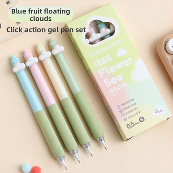 Pix gel Blue Fruit cu vârf ST, mâner moale, închidere prin clic, carcasă din plastic