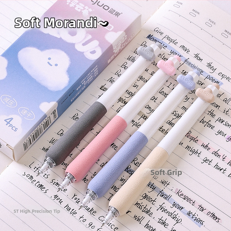 Pix gel Blue Fruit cu vârf ST, mâner moale, închidere prin clic, carcasă din plastic