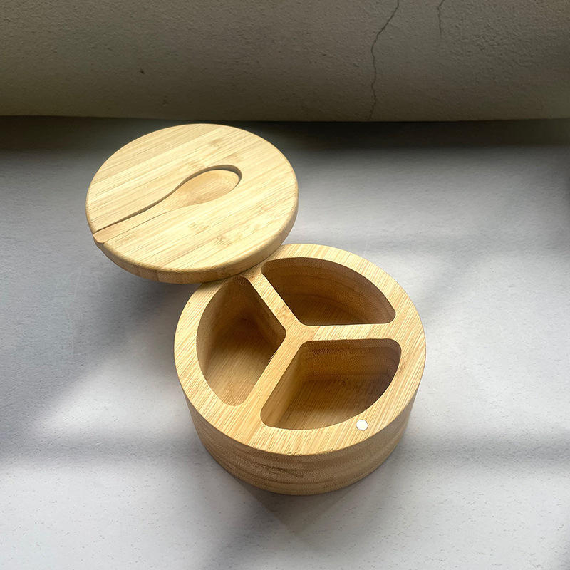 Bambus posuda za začine s tri odjeljka, japanski stil kuhinjska pohrana, mogućnost prilagođavanja logotipa