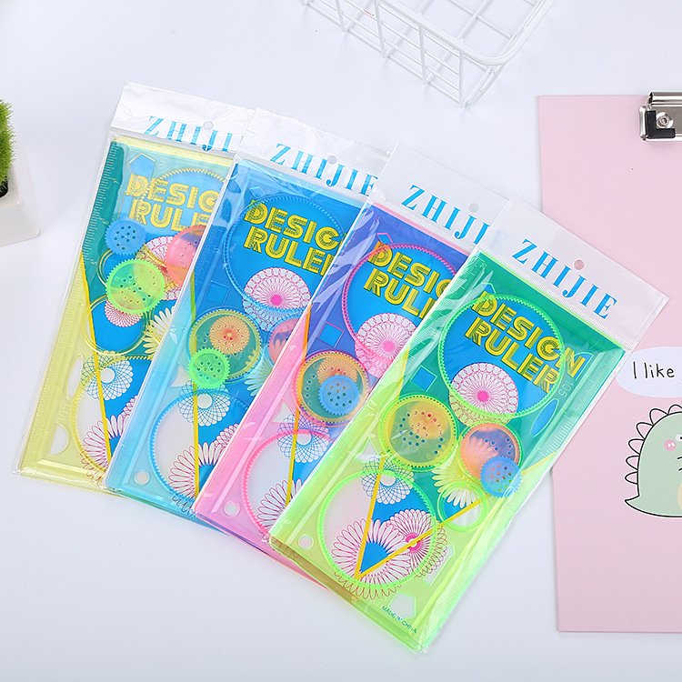 Многофункционален комплект линейки за начално училище, геометричен инструмент за чертане, PP материал, ясен мащаб, многоъгълна форма, заоблени ръбове