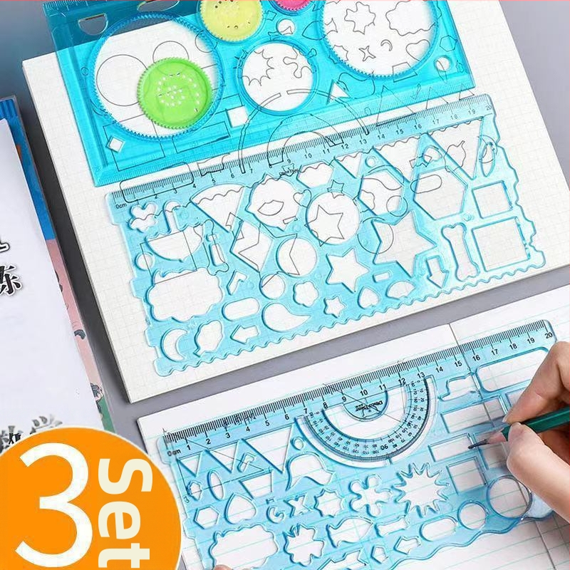 Viacúčelová pravítka pre žiakov základnej školy, geometrický nástroj na kreslenie, PP materiál, jasný merací rozsah, viacgeometrický tvar, zaoblené hrany