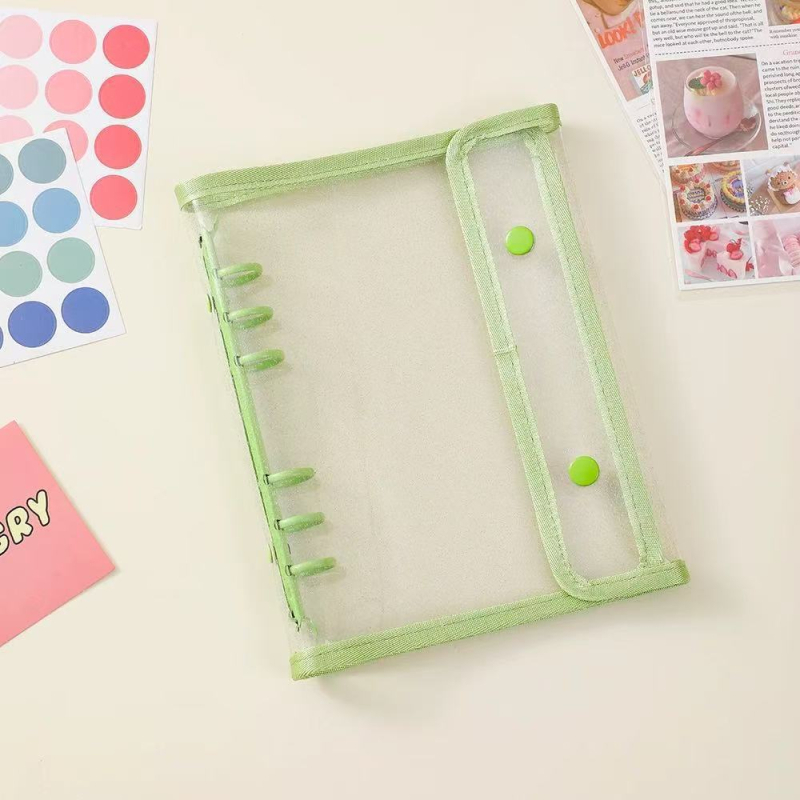 Ruixin Stationery Прозрачен шест-отворен loose-leaf binder с PP вътрешни страници, 4 отделения за снимки и подаръчни карти