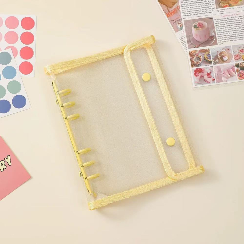Ruixin Stationery Прозрачен шест-отворен loose-leaf binder с PP вътрешни страници, 4 отделения за снимки и подаръчни карти