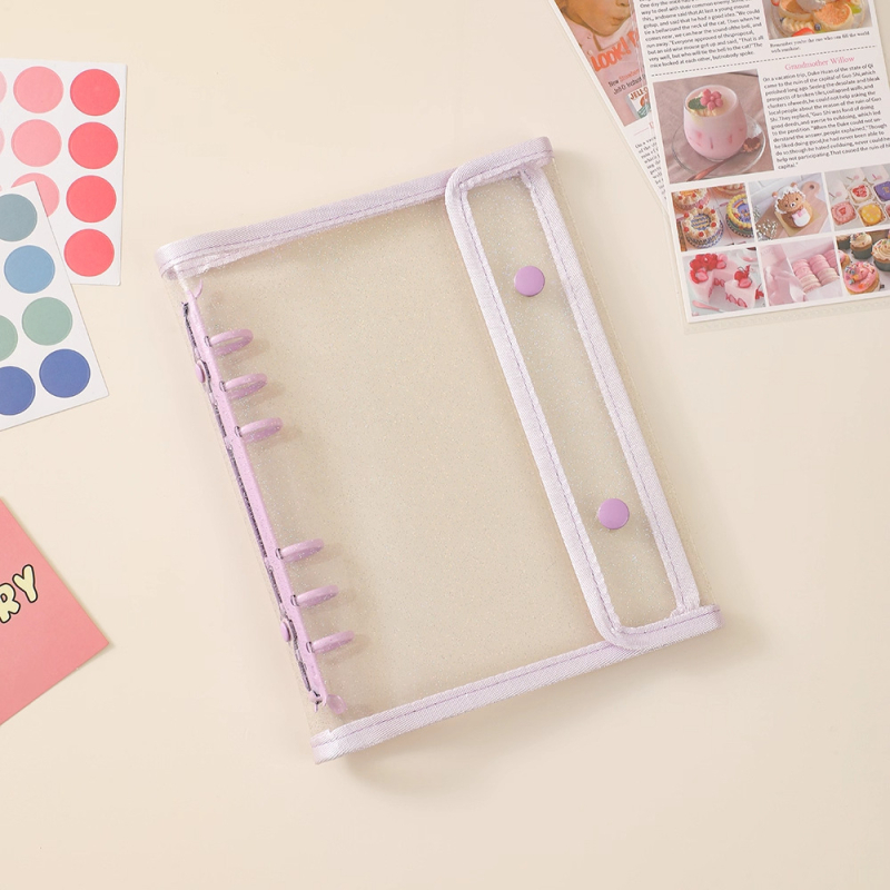 Ruixin Stationery Прозрачен шест-отворен loose-leaf binder с PP вътрешни страници, 4 отделения за снимки и подаръчни карти
