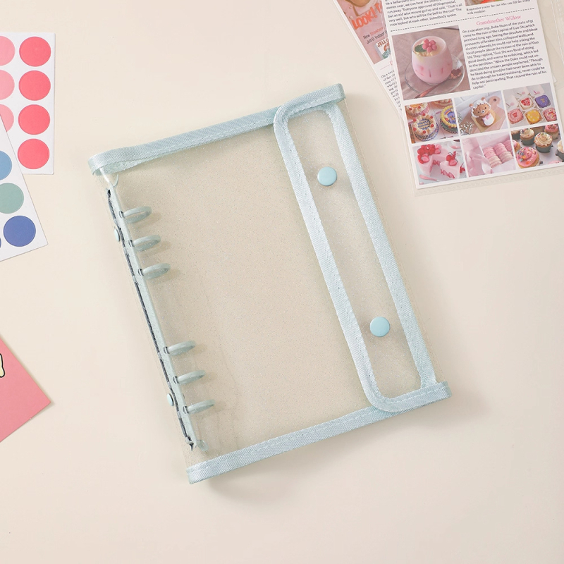 Ruixin Stationery Прозрачен шест-отворен loose-leaf binder с PP вътрешни страници, 4 отделения за снимки и подаръчни карти