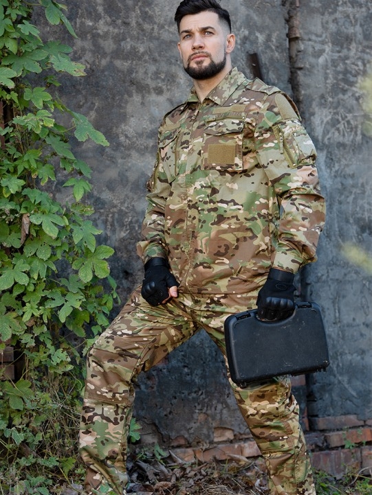 Unisex kamuflažni komplet za odrasle - pamukasto-mješavina, prozračan, odvodi vlagu, otporan na habanje; kamuflažni uzorak; pogodno za ljeto, proljeće i jesen.