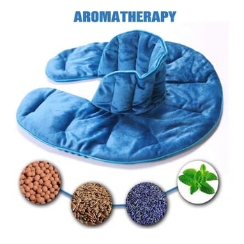 Μικροκυμάτων θερμαινόμενο μαξιλάρι αυχένα με γέμιση λεβάντας, σε σχήμα U, φλανελ ύφασμα, για ζεστή συμπίεση ώμων και αυχένα