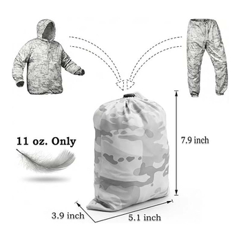 Zimski unisex kamuflažni kombinezon, vodootporan, uzorak kamuflaže, Snowfield Coverall