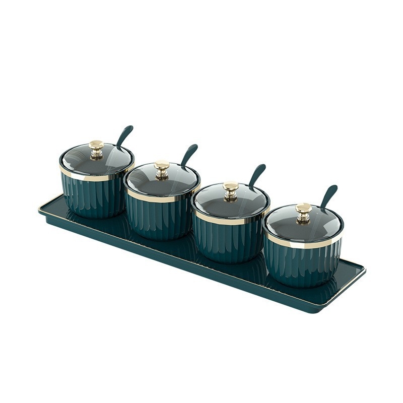 Set posuda za začine s čvrsto zatvorenim plastičnim posudama; plastični materijal; moguć tisak logotipa; prilagodba; vrhunska kvaliteta