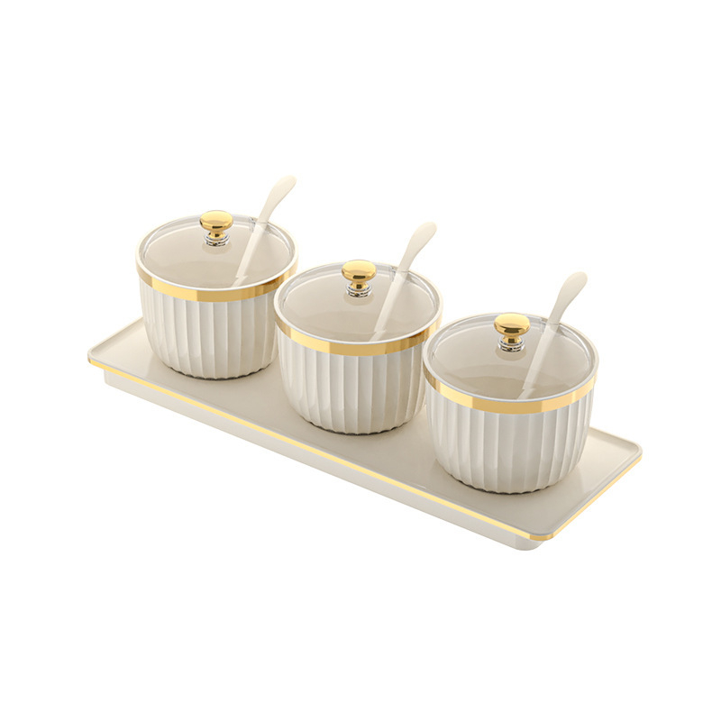 Set posuda za začine s čvrsto zatvorenim plastičnim posudama; plastični materijal; moguć tisak logotipa; prilagodba; vrhunska kvaliteta