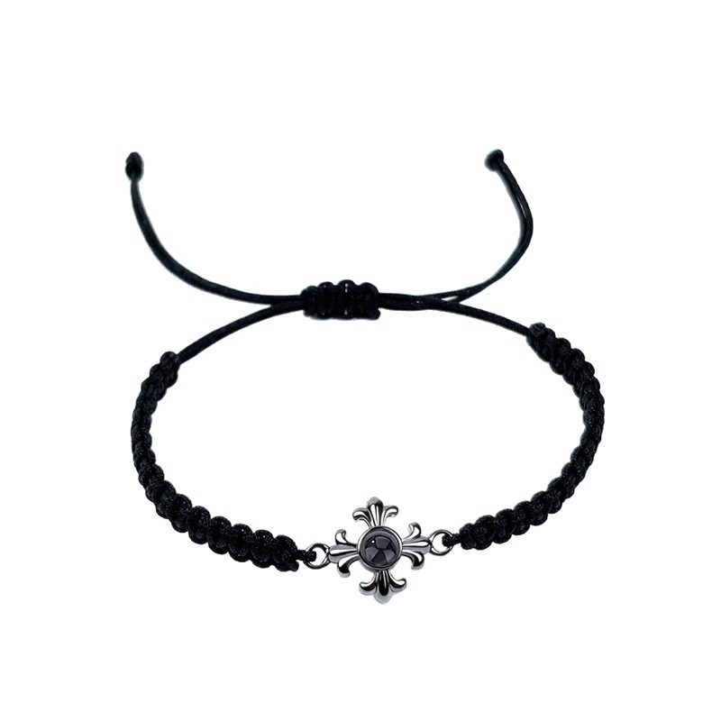 Плетена гривна с кръст и проекционен камък, унисекс, електроплатено въже, зима 2025, New Zhongyue Jewelry