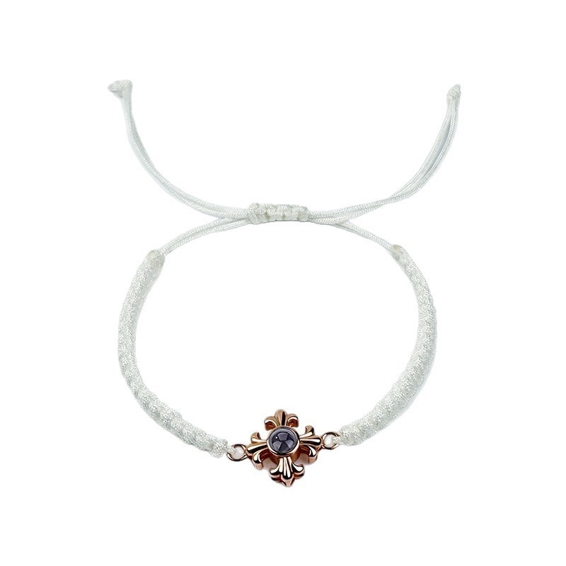 Плетена гривна с кръст и проекционен камък, унисекс, електроплатено въже, зима 2025, New Zhongyue Jewelry