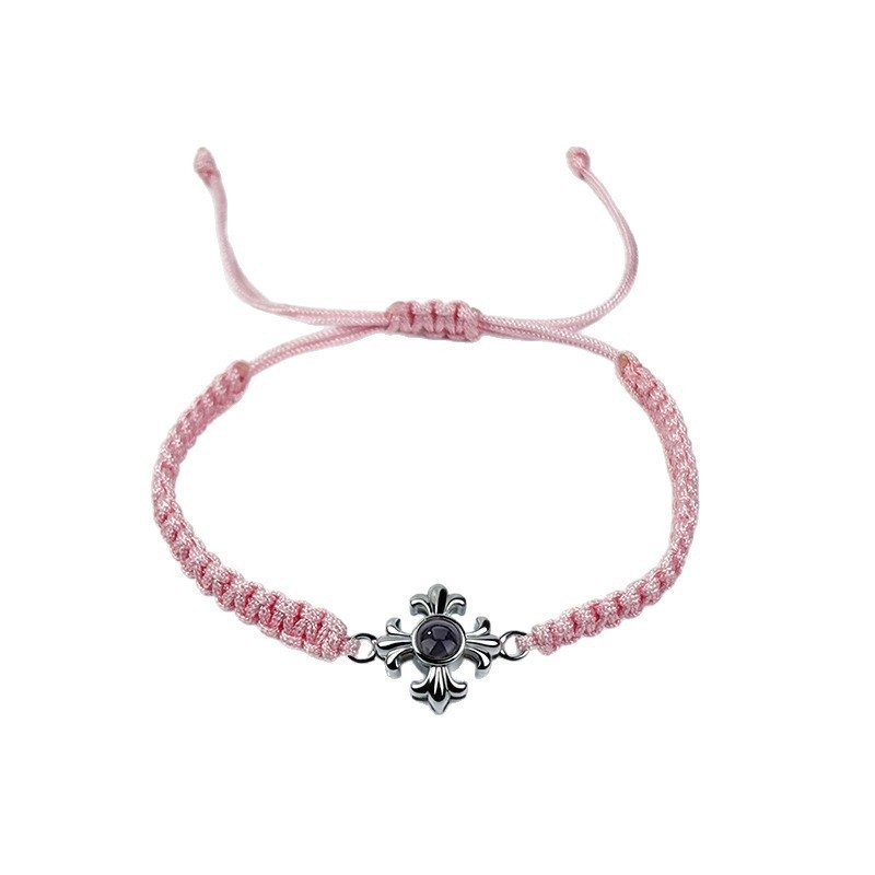 Плетена гривна с кръст и проекционен камък, унисекс, електроплатено въже, зима 2025, New Zhongyue Jewelry