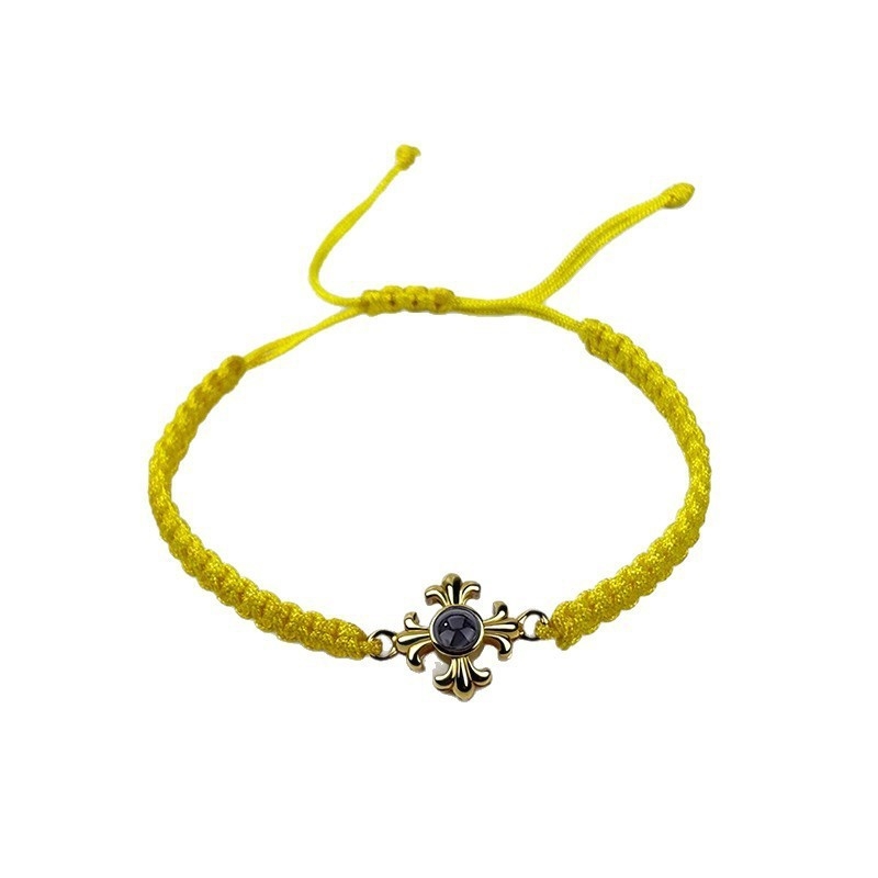 Плетена гривна с кръст и проекционен камък, унисекс, електроплатено въже, зима 2025, New Zhongyue Jewelry