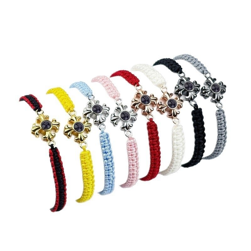 Плетена гривна с кръст и проекционен камък, унисекс, електроплатено въже, зима 2025, New Zhongyue Jewelry