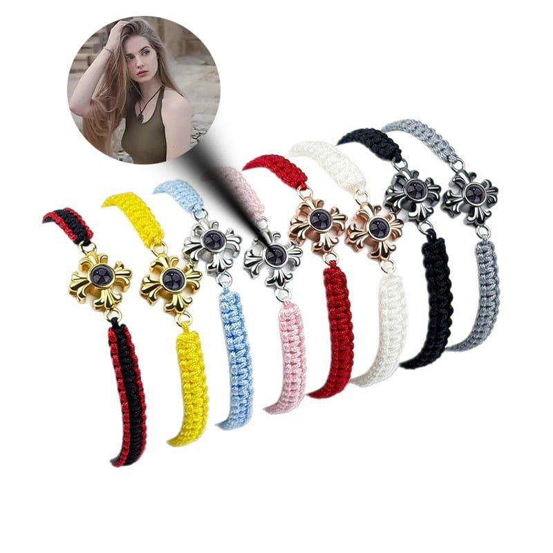 Плетена гривна с кръст и проекционен камък, унисекс, електроплатено въже, зима 2025, New Zhongyue Jewelry