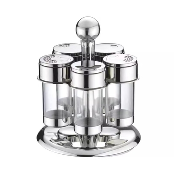 Set posudica za začine u europskom stilu od nehrđajućeg čelika 304 i akrila, s rotirajućim stalkom