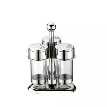 Set posudica za začine u europskom stilu od nehrđajućeg čelika 304 i akrila, s rotirajućim stalkom