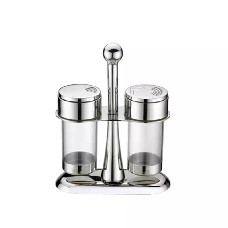 Set posudica za začine u europskom stilu od nehrđajućeg čelika 304 i akrila, s rotirajućim stalkom
