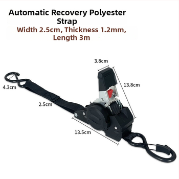 Automatický napínač na batožinové lano a motocyklové pásy, dĺžka 3 m, šírka 25 mm, polyester, CE