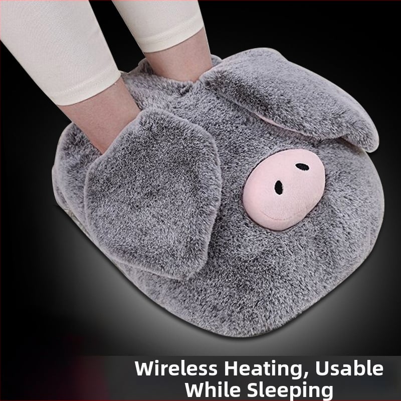 Подгряващи пантофи за вкъщи с USB зареждане, нагряваща подложка, естествена кожа, унисекс