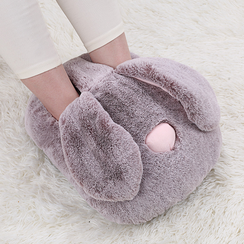 Подгряващи пантофи за вкъщи с USB зареждане, нагряваща подложка, естествена кожа, унисекс