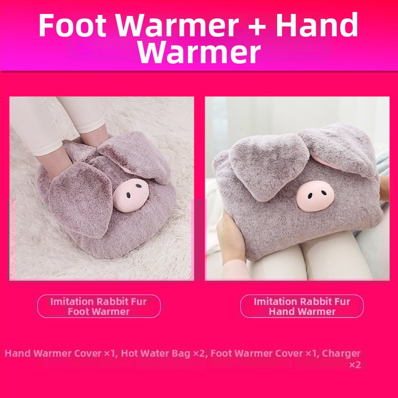 Подгряващи пантофи за вкъщи с USB зареждане, нагряваща подложка, естествена кожа, унисекс