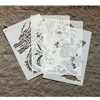 Kit DIY de Pictură cu Folie, Șablon Decupat – Vermilion Bird, Xuanwu, Azure Dragon și White Tiger; Material: Plastic; Brand: Other; Nu este importat; IP autorizat: Nu