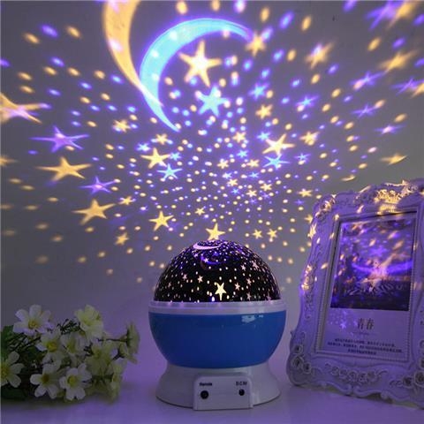 Proiector cu cer senin pentru dormitor cu proiecție rotativă și lampă de noapte — alimentare AC, montaj pe perete