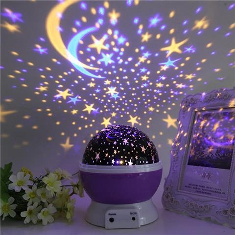 Proiector cu cer senin pentru dormitor cu proiecție rotativă și lampă de noapte — alimentare AC, montaj pe perete