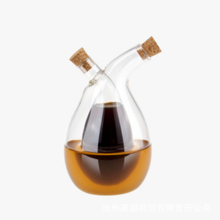 Recipient pentru ulei din sticlă borosilicată, design două-in-unu, gură dublă și gură fină, etanș și impermeabil la scurgeri