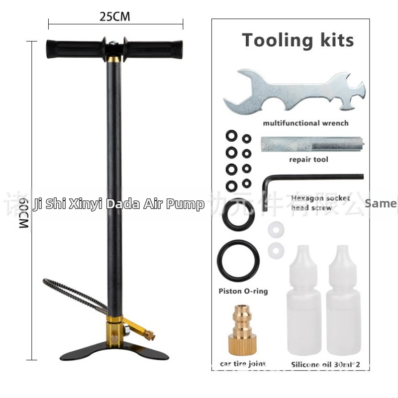 Ručna pumpa visokog tlaka, aluminijsko kućište, 30 MPa, s uključenim crijevom, za male automobile