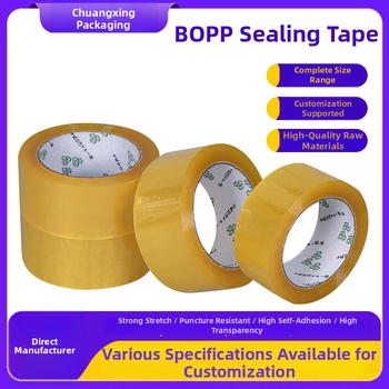 Csomagoló ragasztószalag, magas viszkozitás, filmvastagság 55 μm, nyomásérzékeny ragasztó, alkalmas zárásra és csomagolásra, -20–40 °C