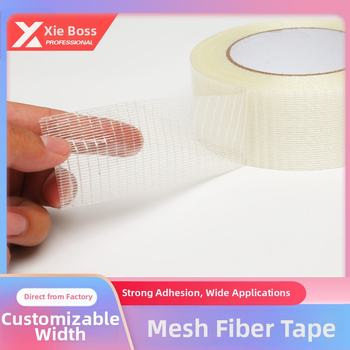 Jednostranná sieťovaná sklenená páska na fixáciu foriem a elektrických zariadení; podklad PET+sklenené vlákna; priehľadné lepidlo; šírka 10–60 mm; dĺžka 50 m; teplotný rozsah -20…40 °C.