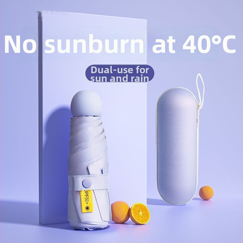 Petokraki kapsulni džepni kišobran - ručno otvaranje, 8 rebara, željezni okvir, plastična ručka, UPF >50