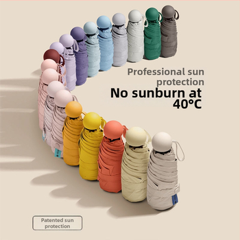 Petokraki kapsulni džepni kišobran - ručno otvaranje, 8 rebara, željezni okvir, plastična ručka, UPF >50