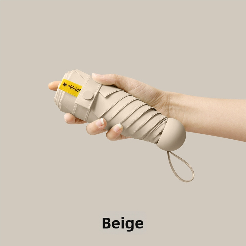 Petokraki kapsulni džepni kišobran - ručno otvaranje, 8 rebara, željezni okvir, plastična ručka, UPF >50