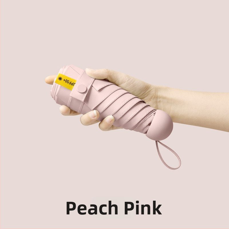 Petokraki kapsulni džepni kišobran - ručno otvaranje, 8 rebara, željezni okvir, plastična ručka, UPF >50