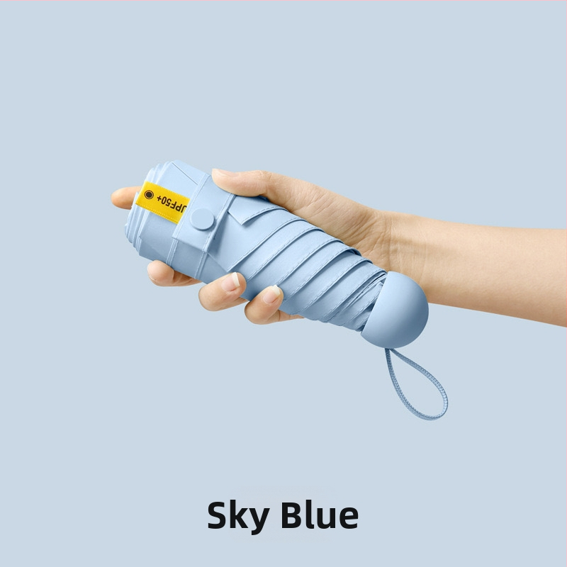 Petokraki kapsulni džepni kišobran - ručno otvaranje, 8 rebara, željezni okvir, plastična ručka, UPF >50