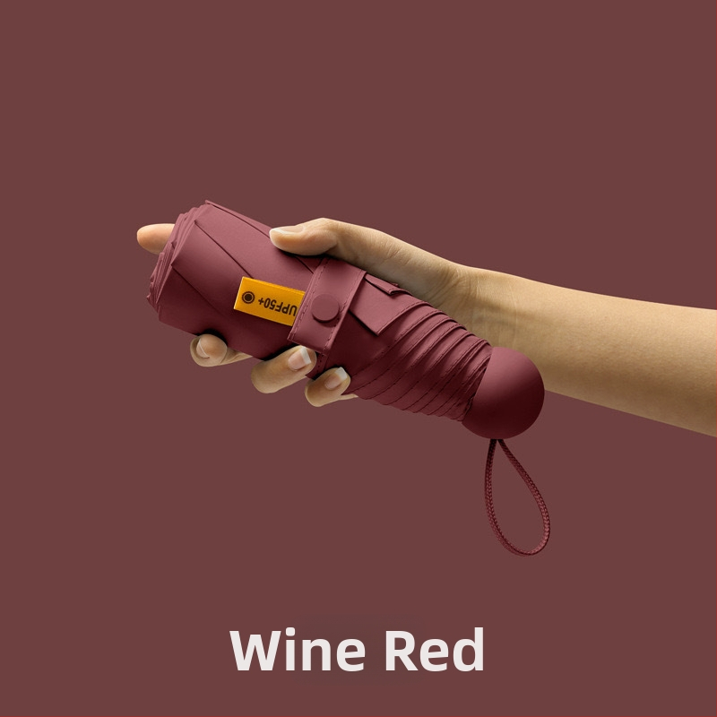 Petokraki kapsulni džepni kišobran - ručno otvaranje, 8 rebara, željezni okvir, plastična ručka, UPF >50