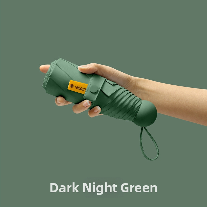 Petokraki kapsulni džepni kišobran - ručno otvaranje, 8 rebara, željezni okvir, plastična ručka, UPF >50