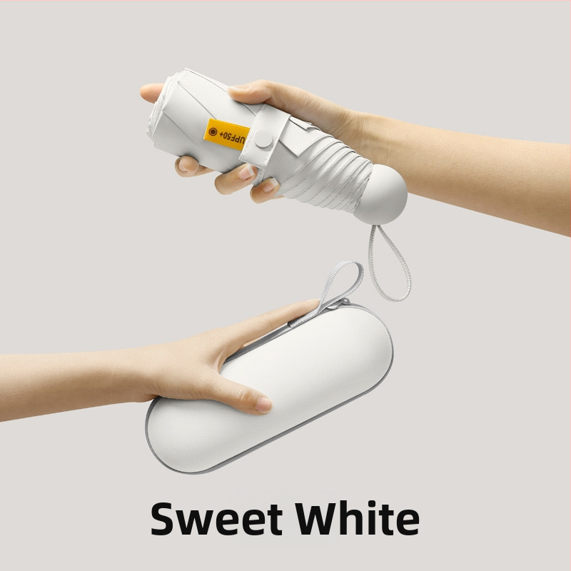 Petokraki kapsulni džepni kišobran - ručno otvaranje, 8 rebara, željezni okvir, plastična ručka, UPF >50