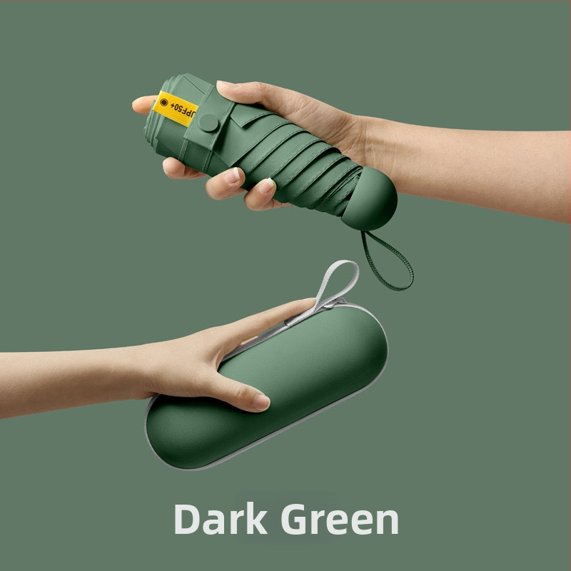 Petokraki kapsulni džepni kišobran - ručno otvaranje, 8 rebara, željezni okvir, plastična ručka, UPF >50