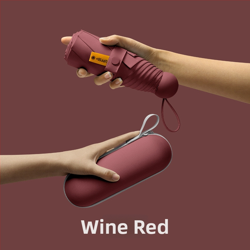 Petokraki kapsulni džepni kišobran - ručno otvaranje, 8 rebara, željezni okvir, plastična ručka, UPF >50