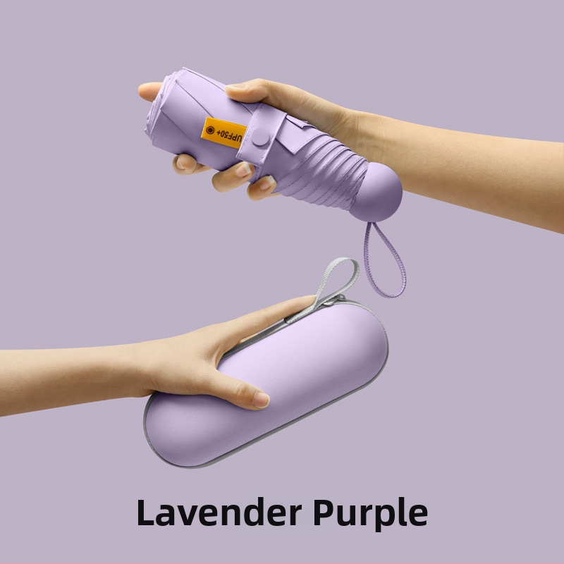 Petokraki kapsulni džepni kišobran - ručno otvaranje, 8 rebara, željezni okvir, plastična ručka, UPF >50