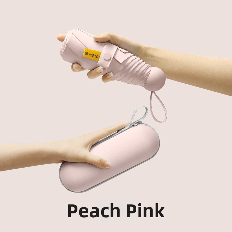 Petokraki kapsulni džepni kišobran - ručno otvaranje, 8 rebara, željezni okvir, plastična ručka, UPF >50