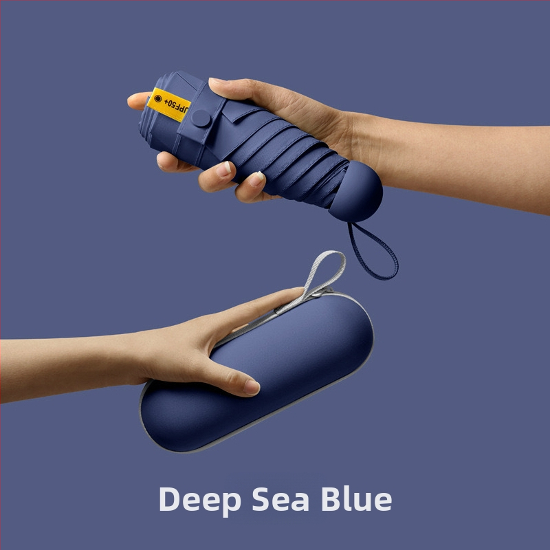 Petokraki kapsulni džepni kišobran - ručno otvaranje, 8 rebara, željezni okvir, plastična ručka, UPF >50