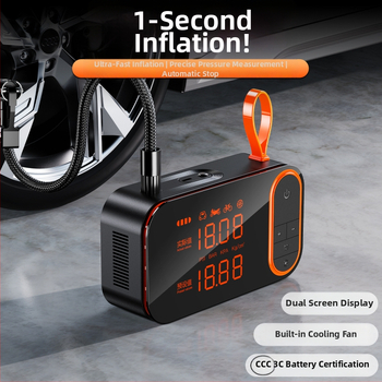 Digitális kijelzős hordozható autólégpumpa, 12V, 25 L/min, ≤80W, 3 m kábellel, egyhengeres